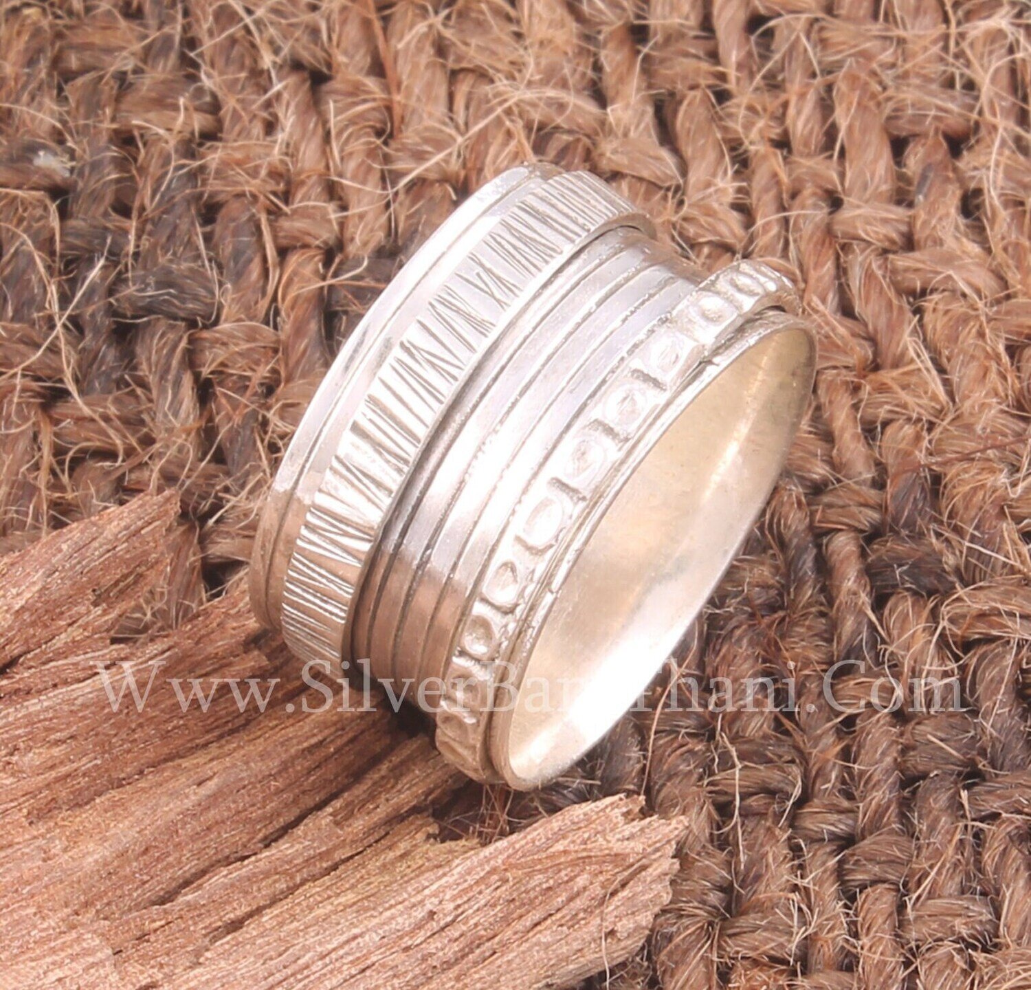 Handmade Hamerd Solid 925 Sterling Silver Designer Spinner Ring For Women | Handmade Two Fidget Anxiety Rings For Anniversary Gifts2022Etsy