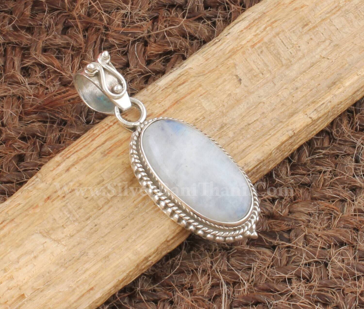 Rainbow Moonstone Silver Necklace Pendant | 925 Sterling Silver Oval Shape Pendant | Designer Handmade Bridal Wedding Jewelry | Gift2022Etsy