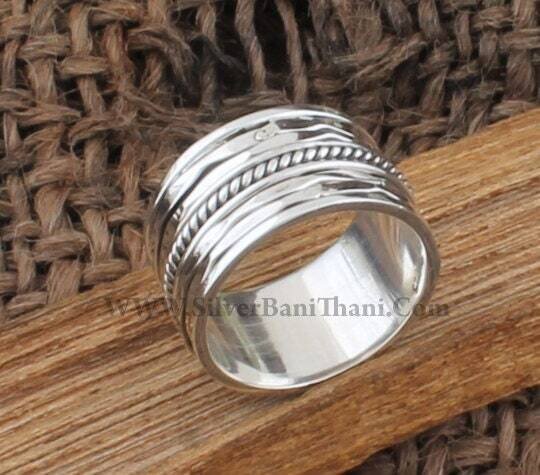 925 Sterling Silver Hammered Spinner Ring | Designer Handmade Silver Meditation Ring | Women Jewelry | Bridal Wedding Rings | Gift For Her