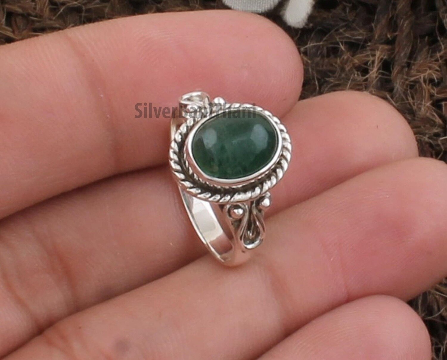 Green Jade Oval Shape Gemstone Silver Ring | 925 Sterling Solid Boho Silver Ring | Handmade Jewelry |Ring Gifts For Her Wedding Anniversary