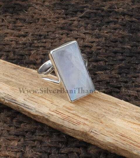 Rainbow Moonstone Ring-Statement Ring-Handmade Ring-White Stone Cabochon Ring-Semi Precious Gemstone Ring-Top Rare Gemstone Ring-Boho2022