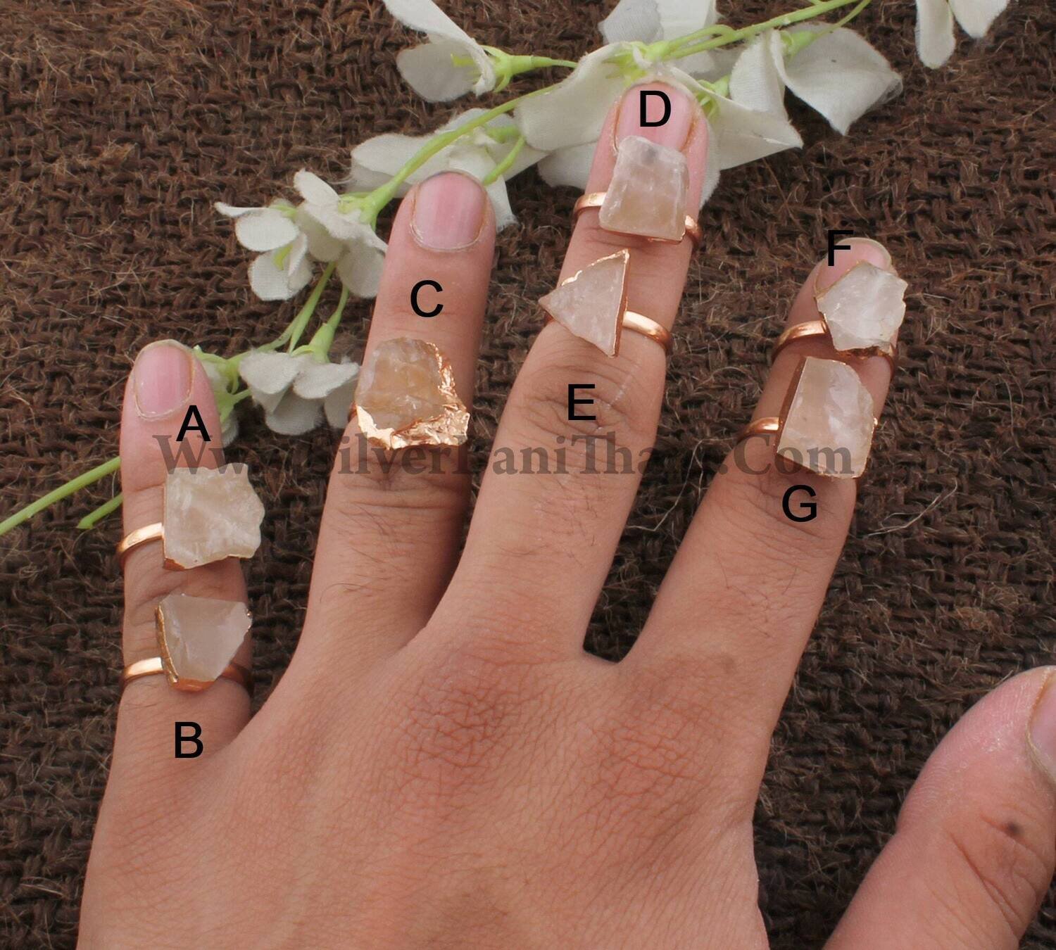 Raw  Rose Quartz Ring For Anniversary | Electroplated Copper Adjustable Ring |Boho Handmade Copper Jewelry |Electroformed Copper Ring
