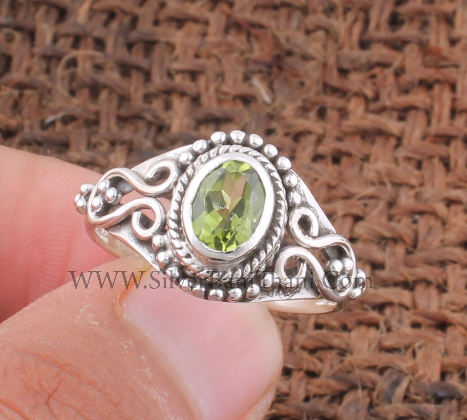Peridot Gemstone Silver Ring | 925 Sterling Silver Oval Cut Gemstone Ring | Designer Handmade Women Silver Jewelry For Gift For Her