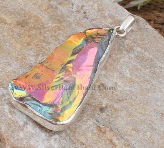 Druzy Pendant-Long Pendant-925 Sterling Solid Silver Pendant-Druzy Gemstone Pendant-Sparkle Color Stone Pendant-Wedding Pendant Gift For Her