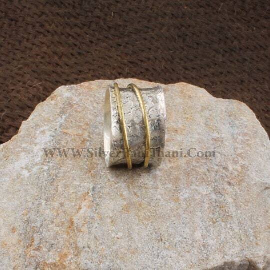 Spinner Ring, Two Tone Band Ring, Handmade Band Ring, Antique Spinner Ring, Antique Silver Band Ring, 925 Sterling Silver Ring Thumb Ring