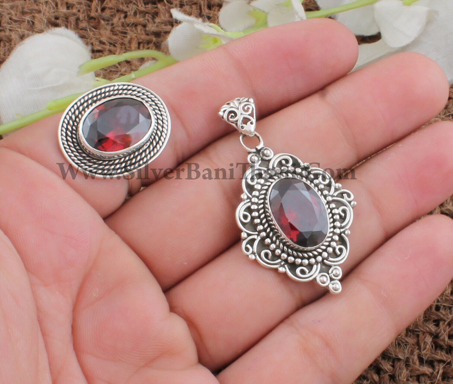 Red Cubic Zirconia Solid 925 Sterling Silver Stone Jewelry Set For Women, Boho Handmade Silver Zircon Jewelry Set For Bridal Wedding Jewelry