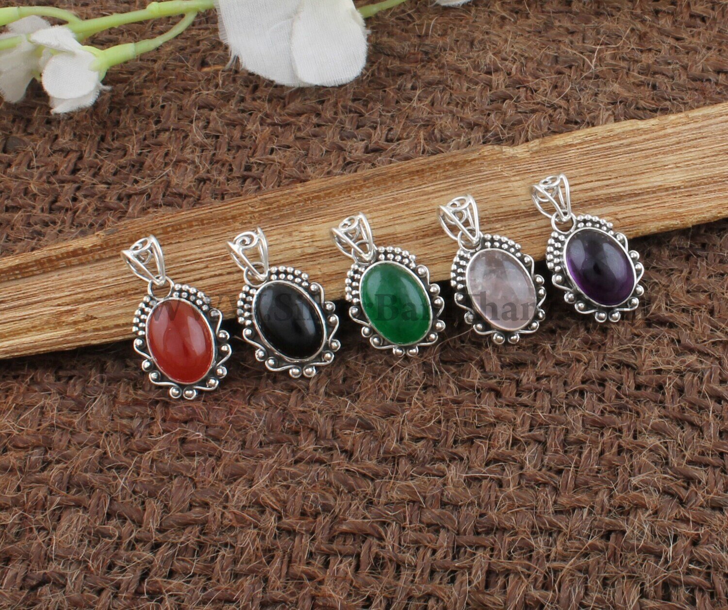 Multi Gemstone Necklace Pendants | 925 Sterling Silver Oval Stone Pendants | Design Handmade Pendants | Women Wedding Jewelry | Gift For Her