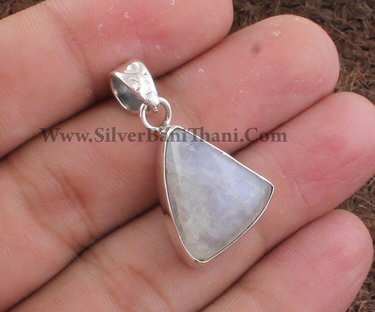 Rainbow Moonstone Silver Necklace Pendant | 925 Sterling Silver Fancy Shape Gemstone Pendant | Designer Bridal Wedding Jewelry Gift