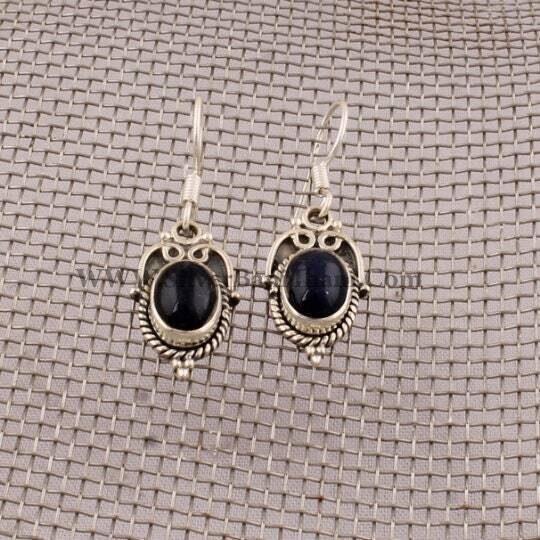Lapis Lazuli Gemstone Silver Earring | 925 Sterling Silver Oval Gemstone Earring For Women | Designer Handmade Jewelry |Gift For Her