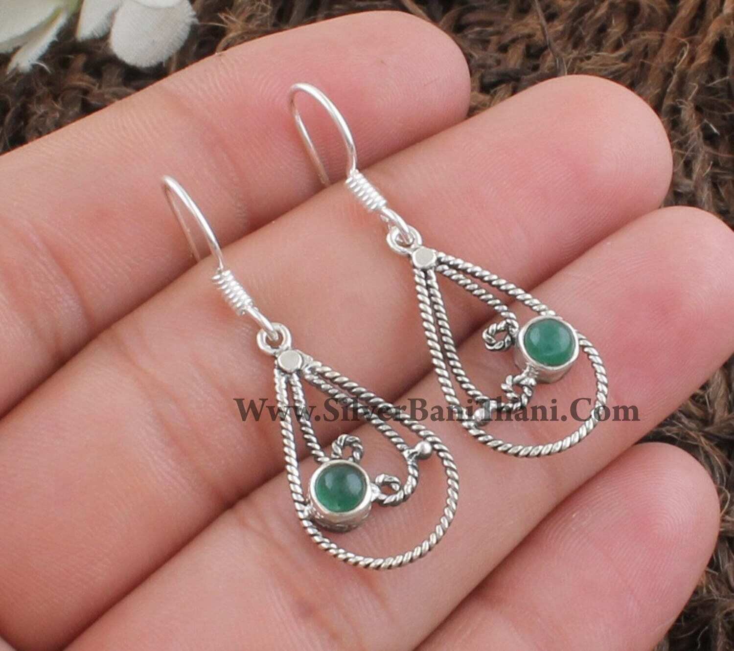 Designer Pear Shape Silver Earring | 925 Sterling Silver Smooth Round Gemstone Earrings | Handmade Jewelry Present For Her | Girls Gift Idea