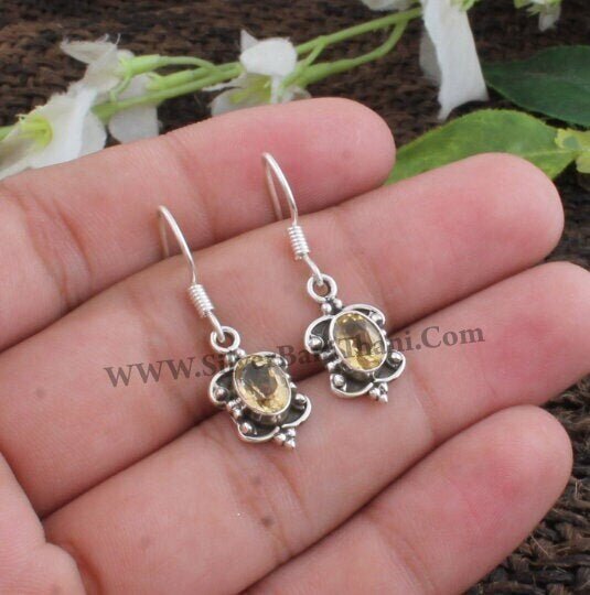 Amazing Citrine Gemstone Earring-Semi Precious Cut Stone Silver Earring-925 Sterling Silver Earring-Butterfly Design-Women's Gift Earring