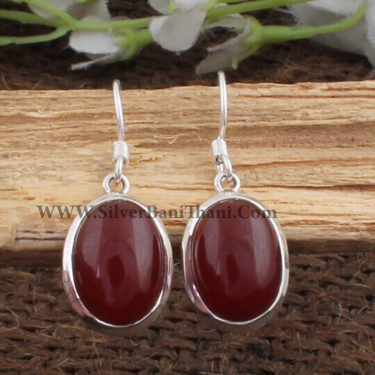 Red Onyx Earring-Oval Stone Earring 925 Sterling Solid Silver Earring-Amazing Red Onyx Top Quality Gemstone Earring Oval Earring Sister Gift