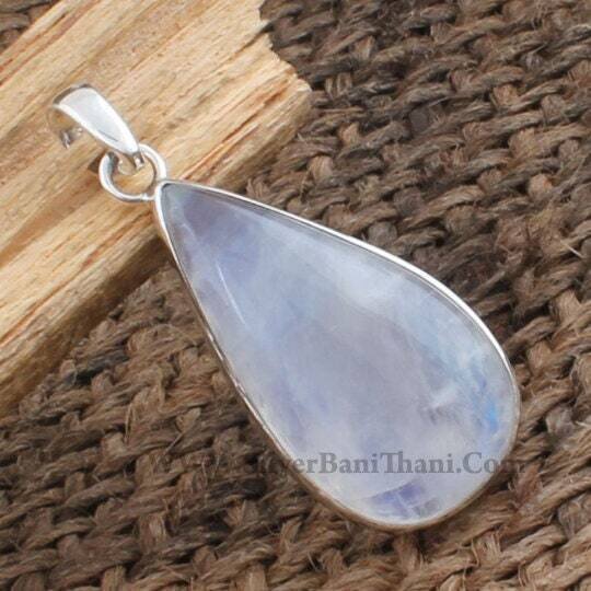 Natural Rainbow Moonstone Silver Pendant - 925 Sterling Silver Pear Shape Gemstone Pendant - Handmade Necklace Pendant - Women Jewelry Gift