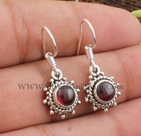 Amazing Red Garnet Top Quality Gemstone Earring, Semi Precious Cabochon Stone Earring, 925 Sterling Silver Earring, Jewelry-Healing, Etsy