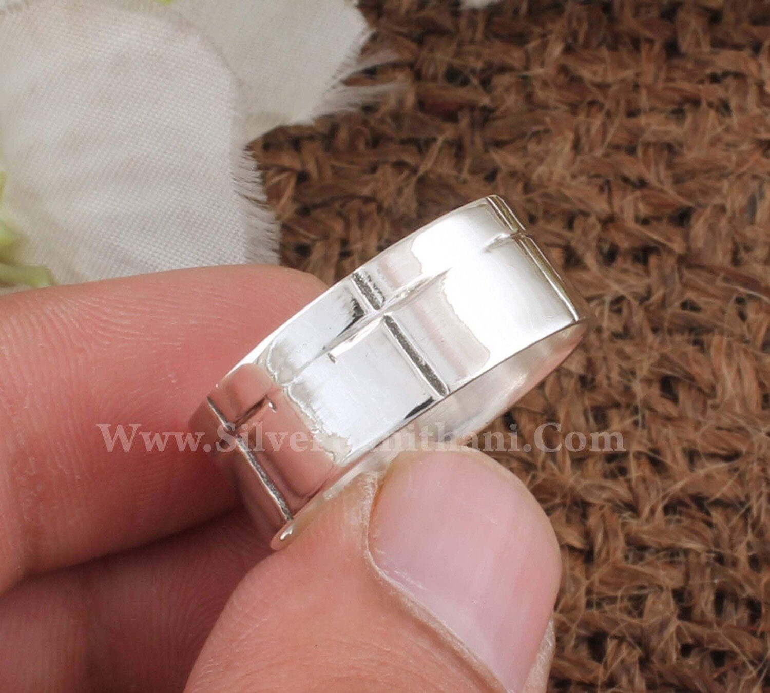 Cross Silver Solid Band Ring | Solid 925 Sterling Silver Band Ring | Women Wedding Jewelry Ring | Silver Band Ring Present For Women Gift