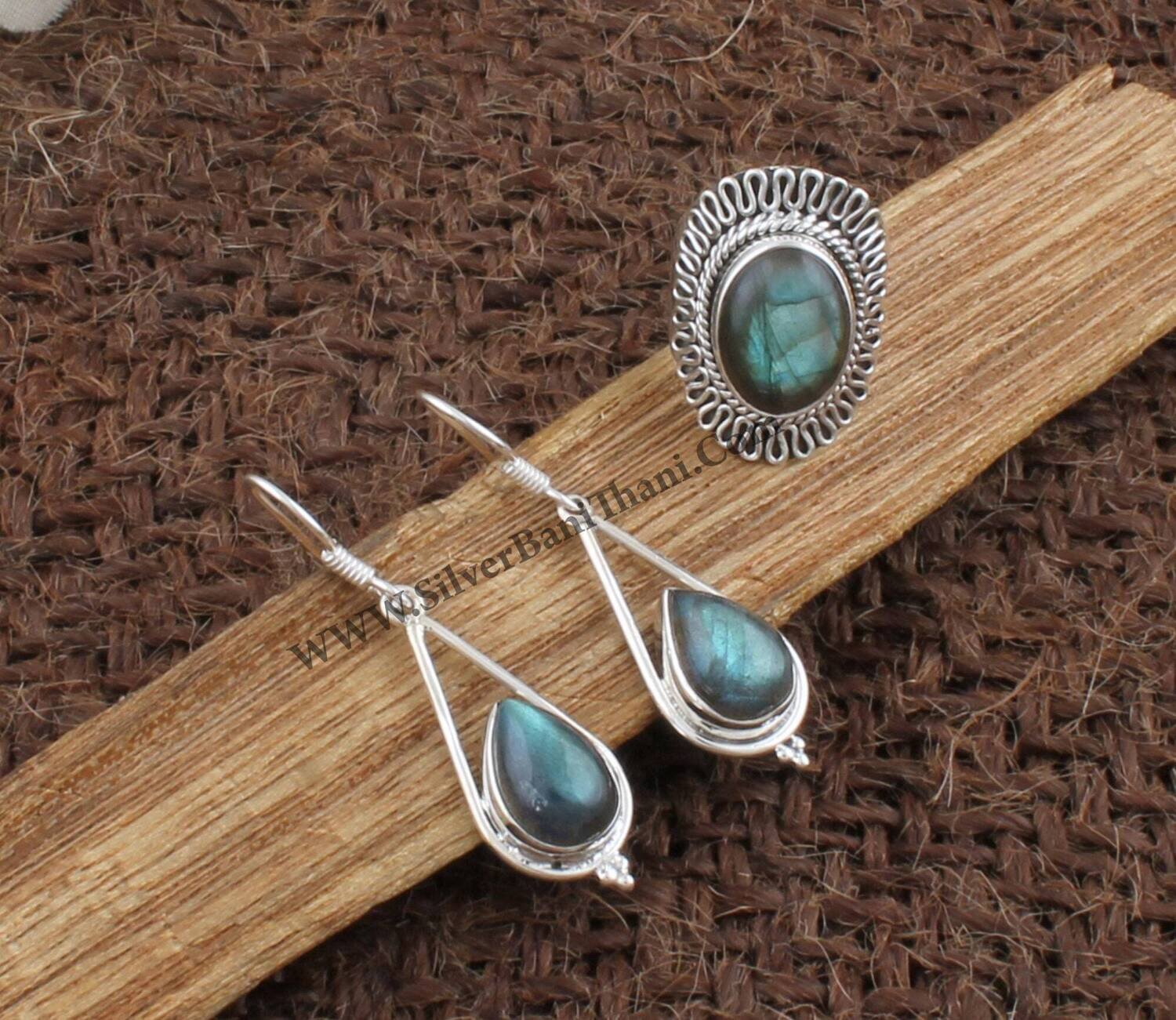 Labradorite Gemstone Silver Jewelry Set | 925 Sterling Silver Jewelry Set For Women | Present For Her| Handmade Wedding Jewelry Gift