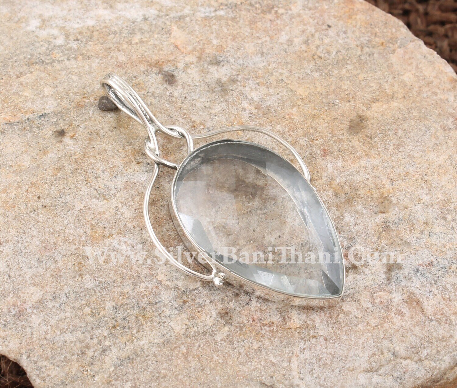 925 Sterling Silver Pear Gemstone Necklace Pendant | Crystal Quartz Silver Pendant | Designer Crystal Handmade Pendant For Women Gift Idea