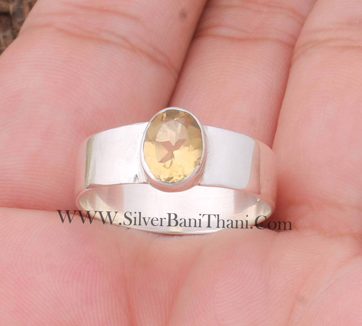 Citrine Natural Gemstone Solid 925 Sterling Silver Ring For Women, Handmade Oval Cut Stone Band Ring Gifts Idea For Her Birthday Birthstone