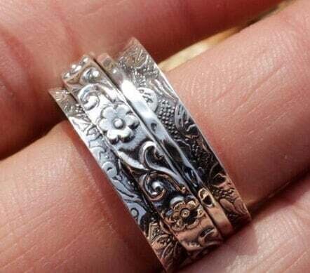 Silver Spinner Ring, Anxiety Ring, Fidget Ring, Boho Ring, Thumb Ring, Worry Ring, 925 Silver Ring, Spinning Ring, Women Ring, Weddings Gift For Her
