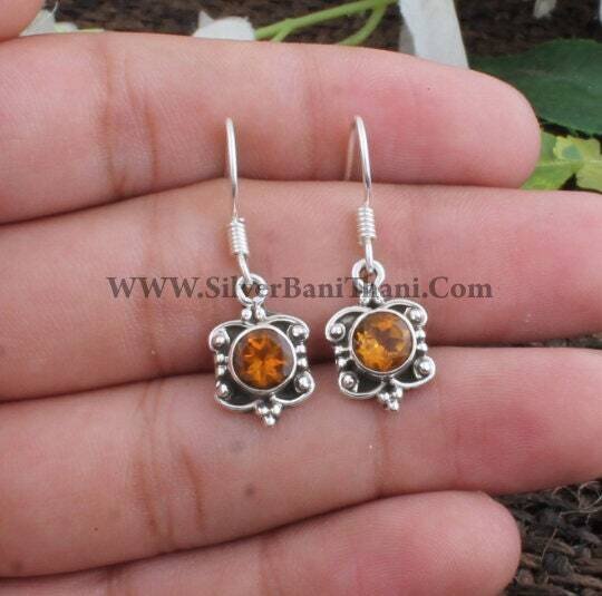 Citrine Handmade Silver Earring - Beautiful Girls Earring - Butterfly Design - Anniversary Gift - Birthday Gift - Gift Your Love -