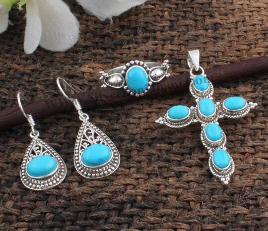 Turquoise Jewelry-Bani Thani Handcrafted Jewelry-Rare Gemstone Jewelry-Lovely Gift-One Of Kind Item-Real Turquoise Jewelry-Christmas Gift