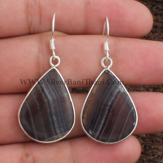Fluorite Earring, Gemstone Jewelry, Gemstone Earring, 925 Sterling Silver Earring, Jewelry-Healing Stone, Birthday Gift, Modern, Minimalist