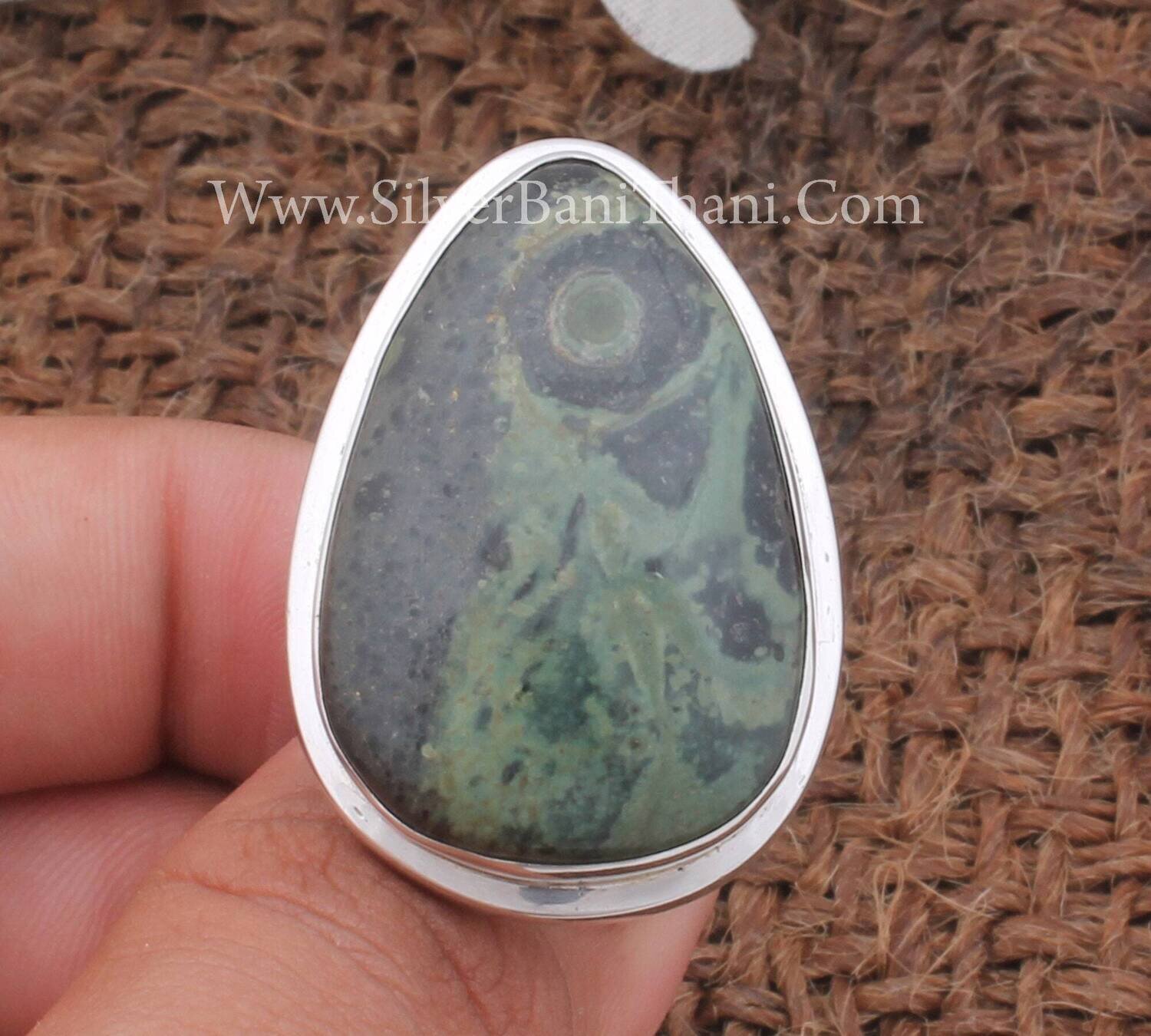 Dendritic Opal Pear Gemstone Silver Ring 925 Sterling Solid Twisted Wire Silver Ring Birthstone Jewelry Silver Jewelry Women Silver Rings