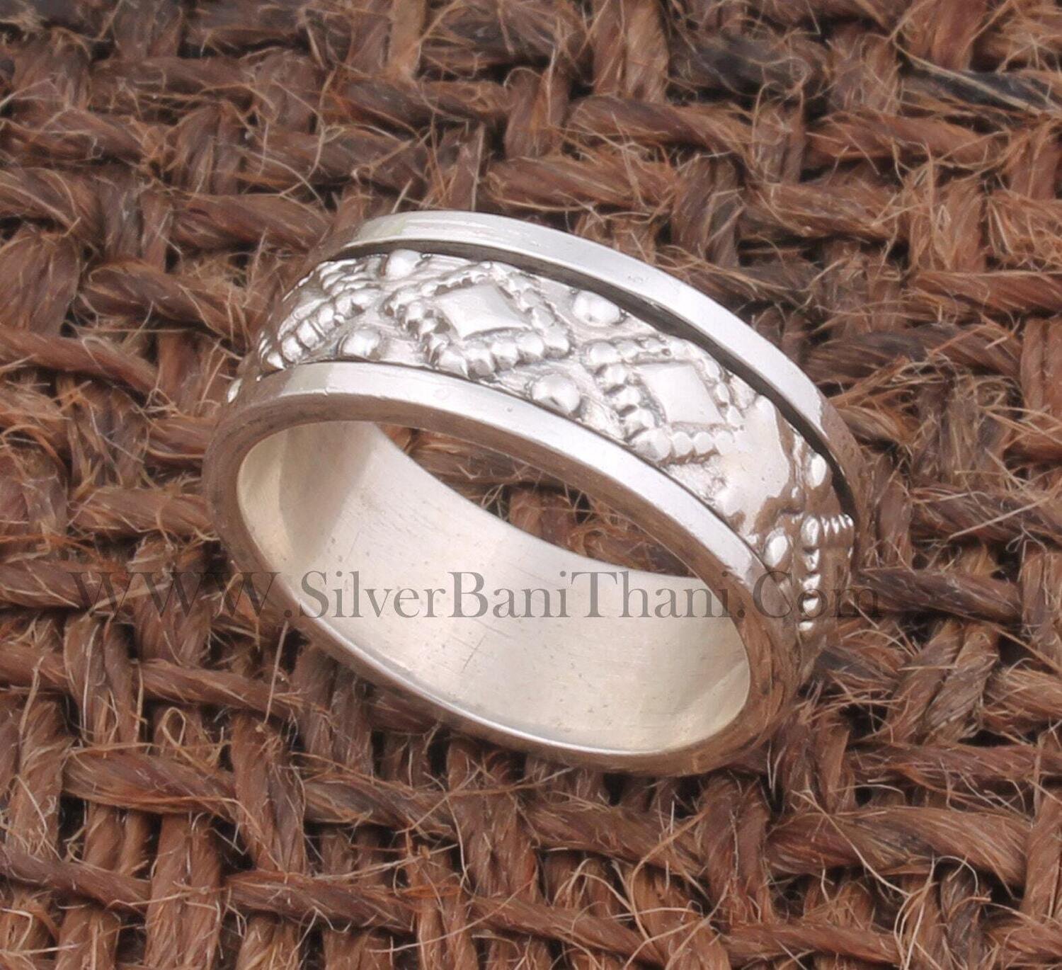 Silver Big Size Ring 925 Sterling Solid Silver Ring, Handmade Ring, Anniversary Gift Item Spinner Ring, Band Spinner Ring Boho Spinner Ring
