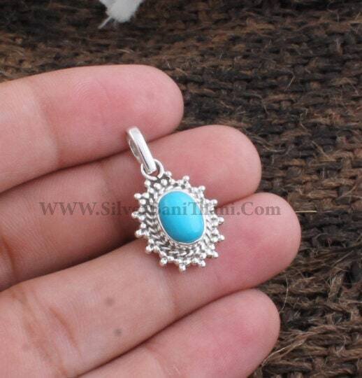 Turquoise Pendant-Rare Gemstone Pendant-Star Design Silver Pendant-Beautiful Jewelry Gift Item For Women's And Girl's-Ethnic-Spiritual-Sale