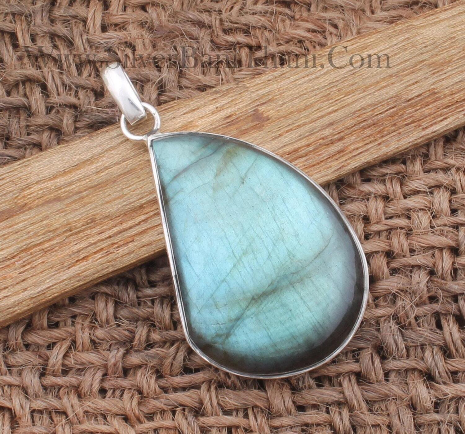 925 Sterling Silver  Labradorite Necklace | Fancy Shape Blue Flashy Gemstone Pendant Necklace | Women Designer Jewelry Gift For Wife