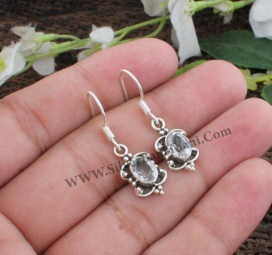 Crystal Earring-925 Sterling Silver Earring-Butterfly Design Silver Earring-Cut Stone Earring-Handmade Earring-Personalized Gift-Rustic-Sale