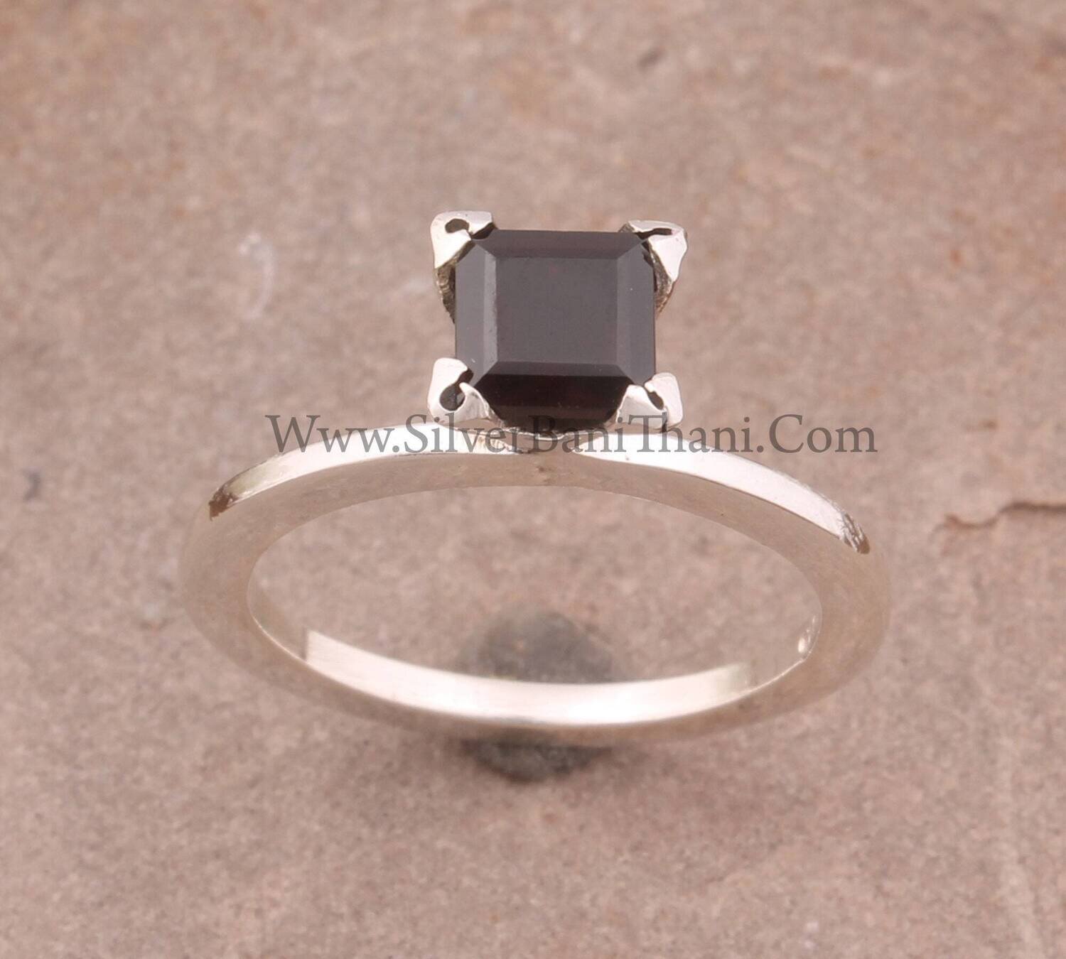 Red Garnet Solid 925 Sterling Silver Ring For Women | Handmade Prong Set Solid Silver Band Ring For Wedding Anniversary Gift For Her
