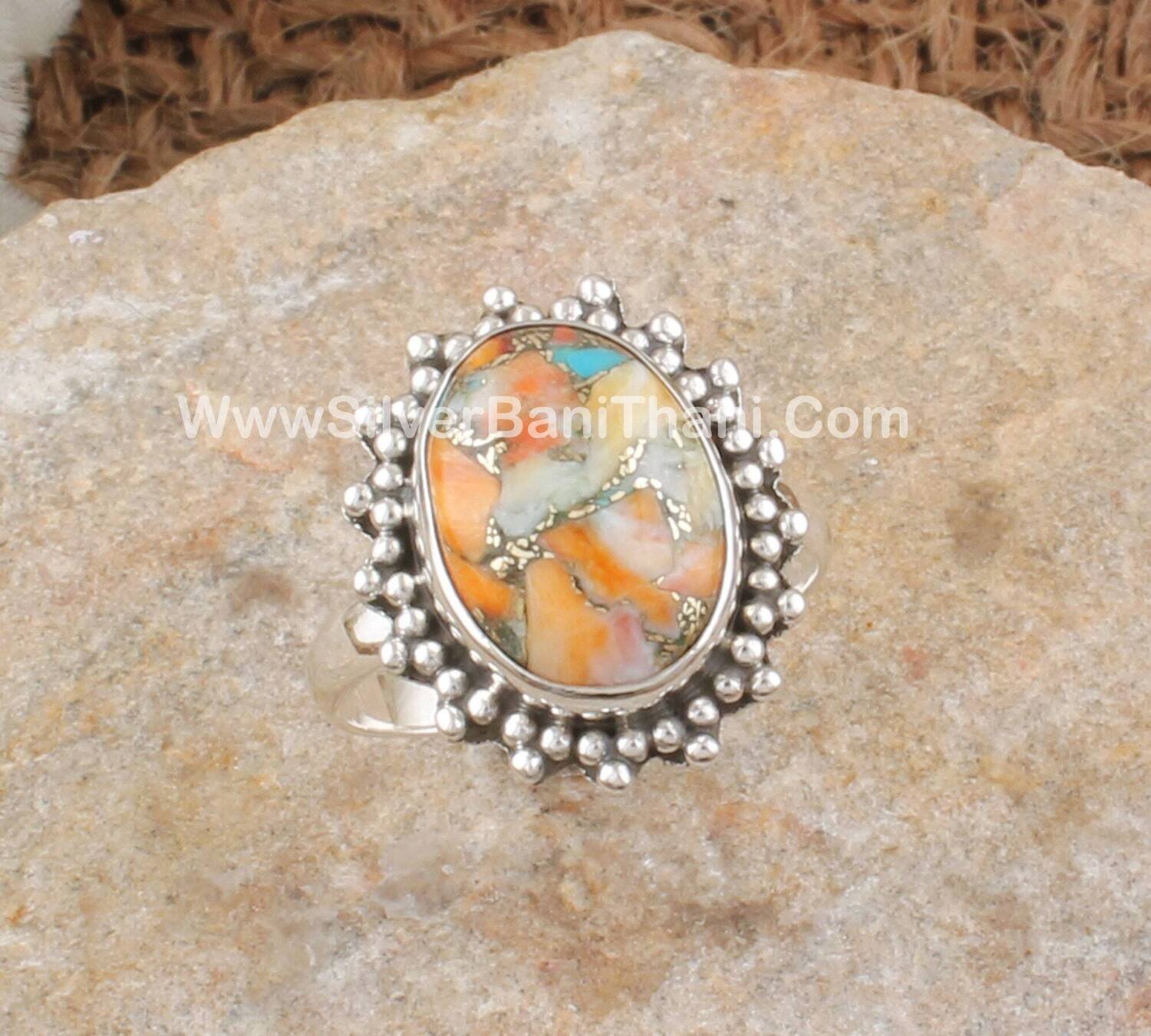 Oyster Copper Turquoise Stone Silver Ring | 925 Sterling Silver Smooth Oval Gemstone Ring | Handmade Women Silver Jewelry Gift2022Etsy