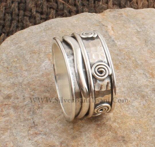 Spinner Ring-Boho Silver Ring-Handmade Design Spinner Ring-Daily Used Ring-Gift Item Girl's Ring-Middle Finger Spinner Ring-Authentic-Sales