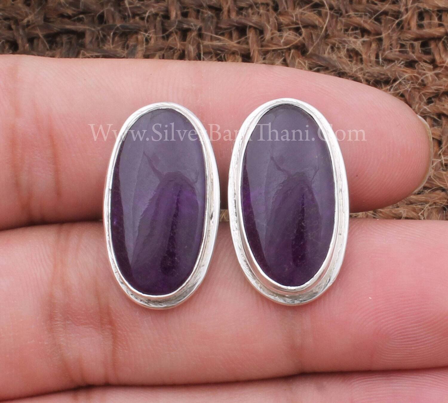 Men's 925 Sterling Silver Purple Jade Cufflinks Gemstone Cufflinks Silver Cufflink Handmade Cufflink Men's Silver Jewelry Gift For Him