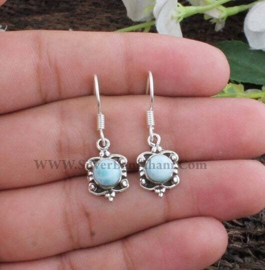 Larimer Gemstone Earring-Butterfly Design Silver Earring-Blue Oval Cabochon Stone Earring-Love Gift Earring-Gift For Her Etsy Cyber