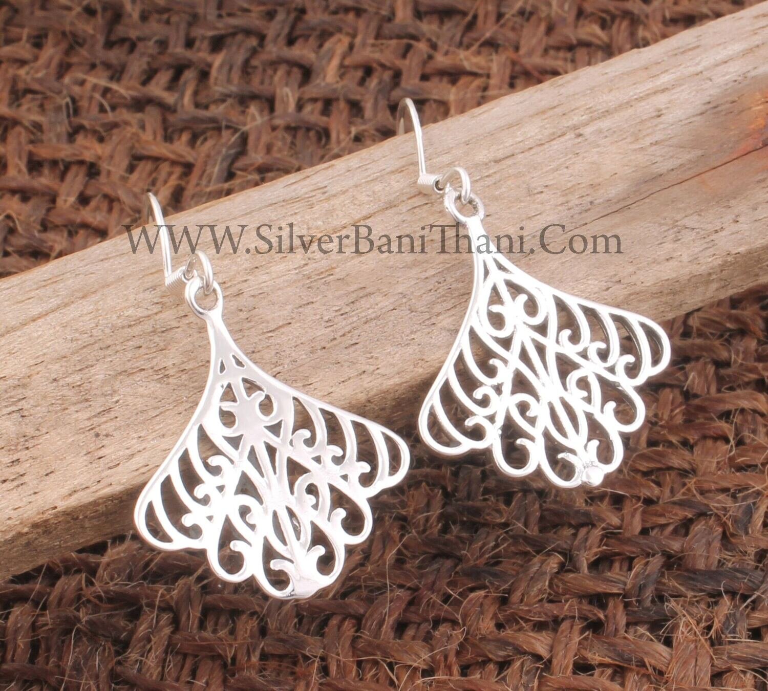 Filigree Silver Earrings | 925 Sterling Silver Fancy Earring For Women | Present For Her | Designer Handmade Wedding Jewelry | Gift For Her