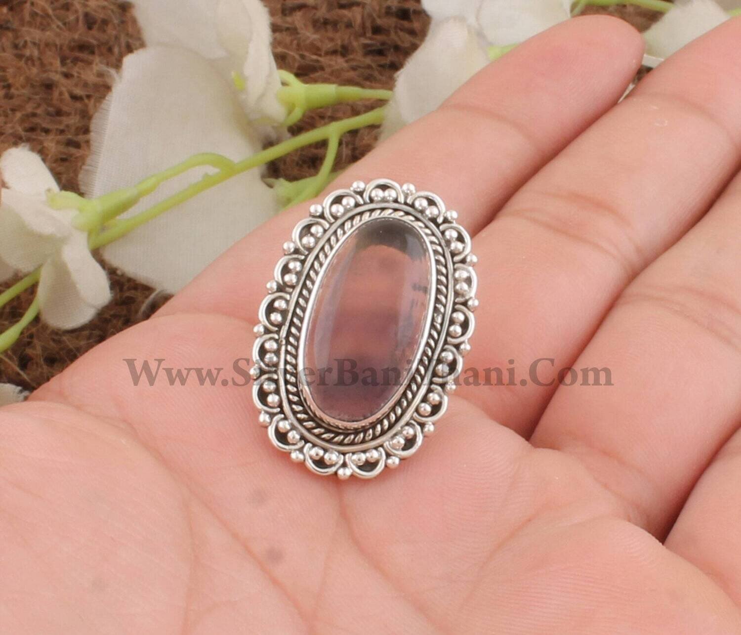 Fluorite Oval Shape Gemstone Silver Ring | 925 Sterling Solid Silver Ring | Designer Handmade Wedding Jewelry | Mother's Day | Gift