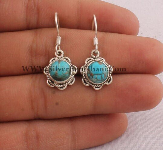 BaniThani Sterling Silver Earring Mohave Turquoise EarringSolid Silveretsy cyberSilver Banithani2022Etsy#Mother's DayMother's Day