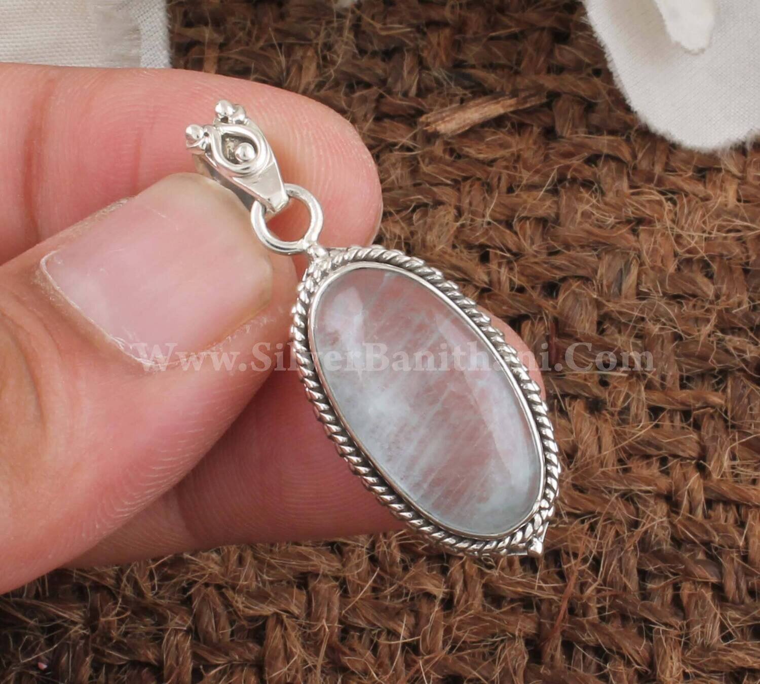 Aquamarine Oval Shape Gemstone Pendant | 925 Sterling Silver Solid Pendant | Designer Handmade Pendant | Jewelry Gift For Weddings
