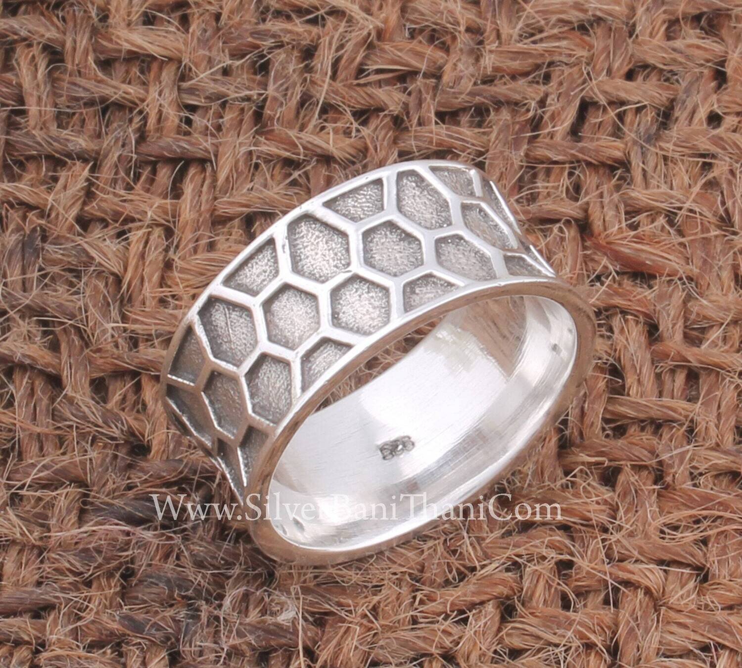 Oxidized Silver Boho Hand Carved Band Silver Ring Solid 925 Sterling Silver Ring Handmade Antique Silver Band Ring Thumb Worry Ring Women
