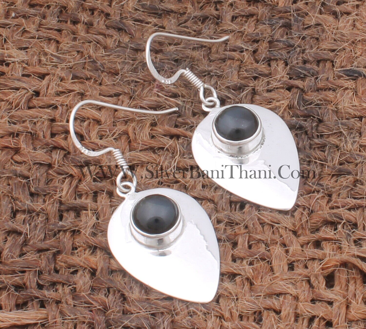 Black Onyx Silver Earrings 925 Sterling Solid Silver Earrings Designer Round Gemstone Earrings Handmade Earrings December Birthstone Jewelry