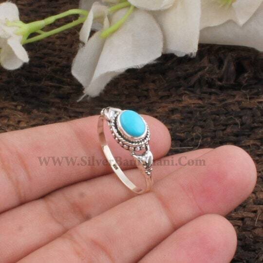 Lovely Turquoise Ring-Blue Stone Oval Ring-925 Sterling Silver Ring-Designer Silver Ring-Personalized Gift-Gemstone Jewelry-Christmas Gift