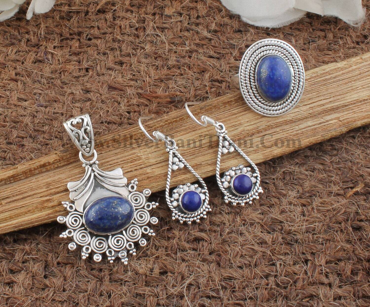 Lapis Lazuli Gemstone Silver Jewelry Set | 925 Sterling Silver Jewelry Set For Women | Designer Handmade Wedding Jewelry | Gift Idea
