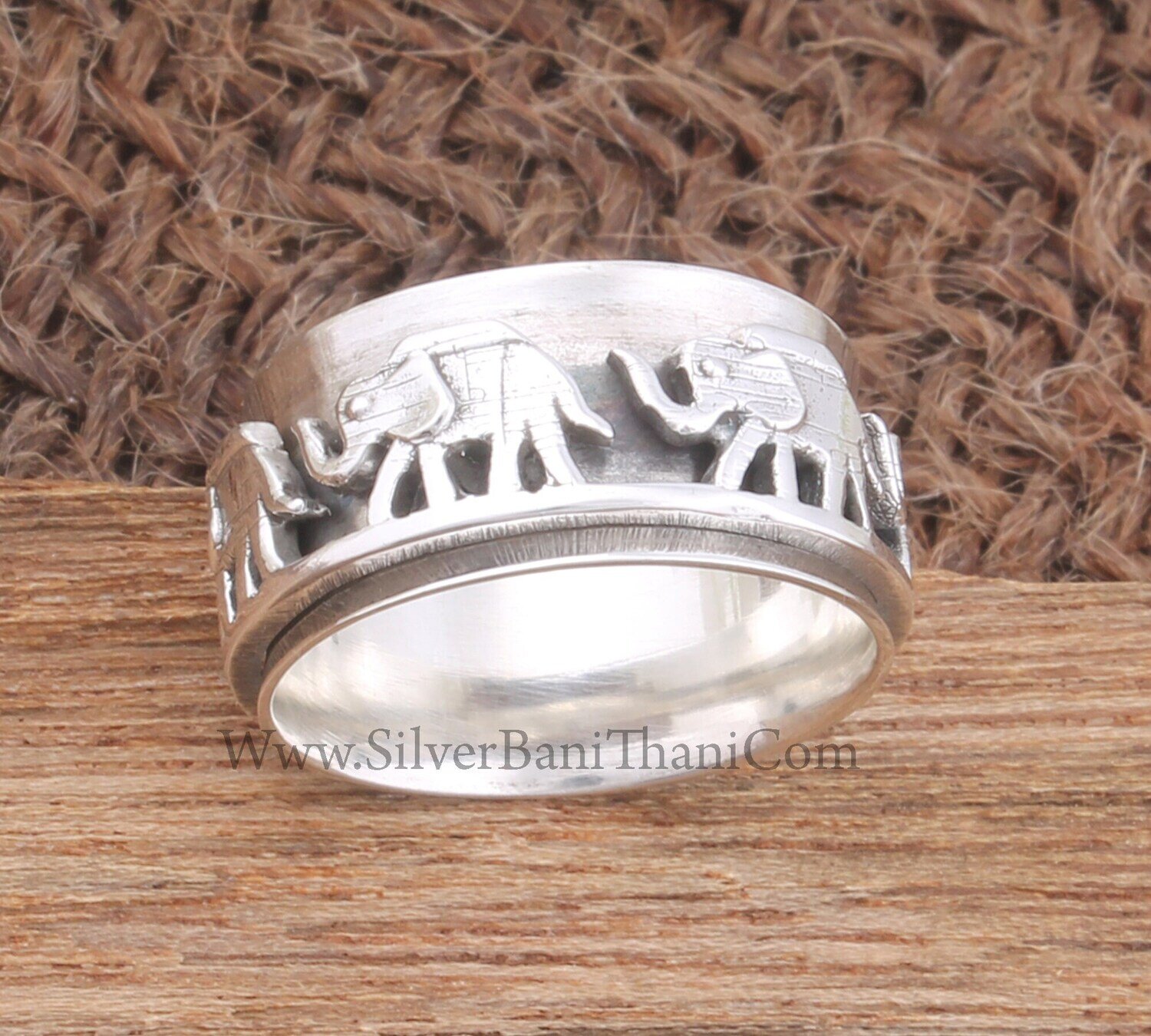 925 Sterling Silver Spinner Ring Elephants Design Spinner Band Ring Handmade Silver Ring Elephants Spinner Ring Silver Women Gift Jewelry