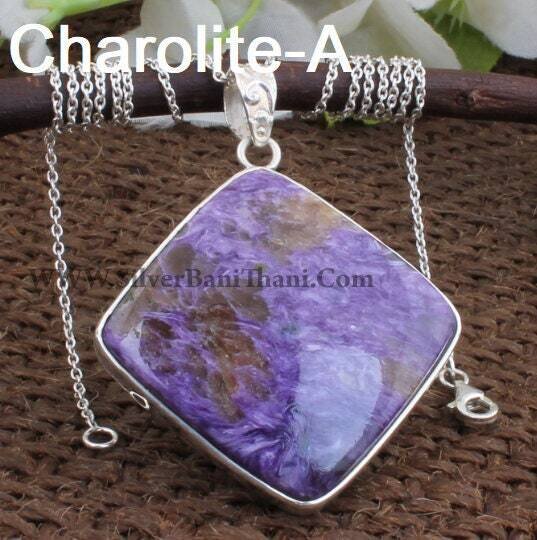 Cherolite Necklace-925 Sterling Silver Necklace-Square Shape Necklace-Cabochon Stone Necklace-lovely Gift Item-Christmas Gift Item Necklace