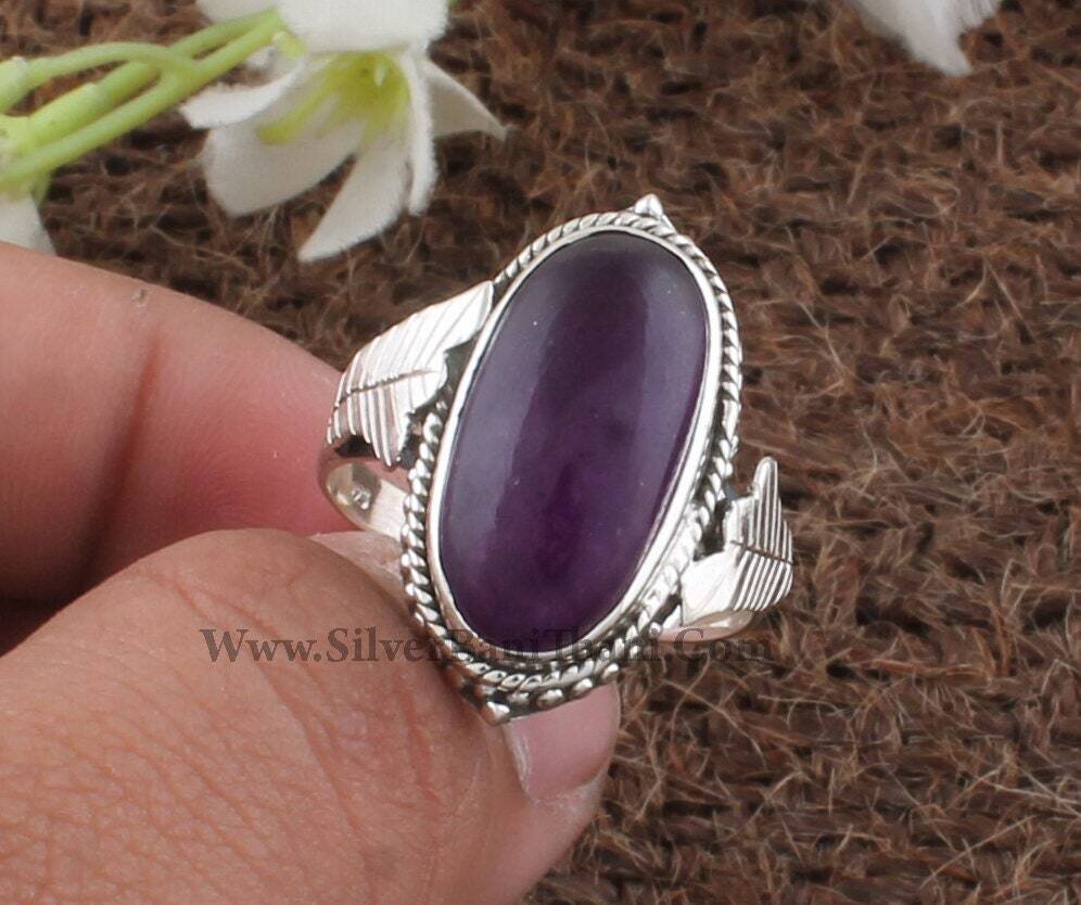 Amethyst Gemstone Silver Ring | 925 Sterling Solid Silver Ring | Smooth Oval Shape Gemstone Ring | Everyday  | Gift For Women Birthstone2022
