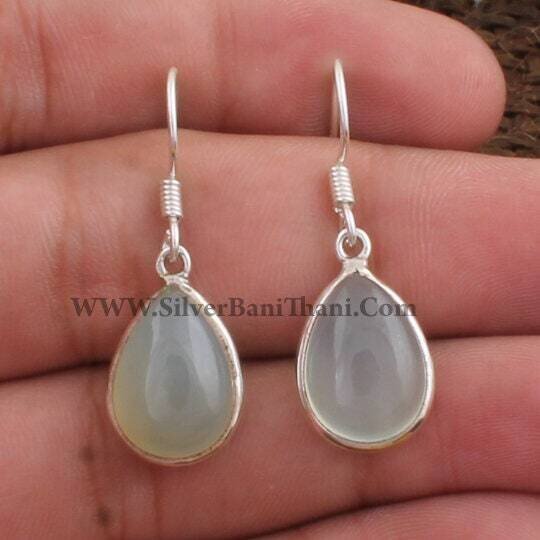 Aqua Calci Earring-Pear Stone Earring 925 Sterling Solid Silver Earring-Amazing Aqua Calci Top Quality Gemstone Earring Teardrop Earring2022