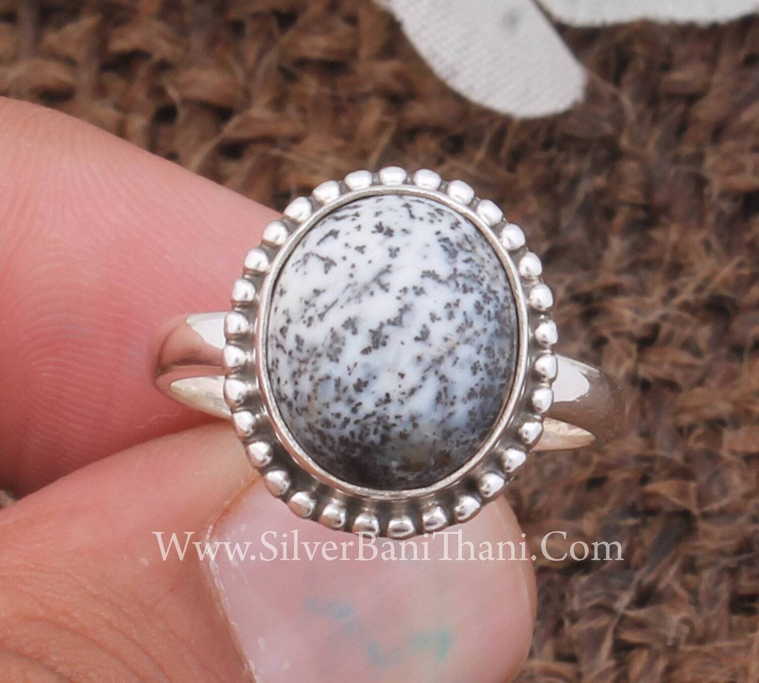 Natural Dendritic Opal Oval Gemstone Silver Ring 925 Sterling Solid Designer Silver Oval Ring Handmade Birthday Jewelry Ring Gift For Her