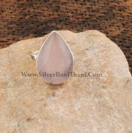 Rose Quartz Gemstone Ring-Pear Shape Cabochon Stone Ring-Handmade Ring-Pink Stone Ring-Gemstone Jewelry-Gemstone Ring-Index Finger Ring2022